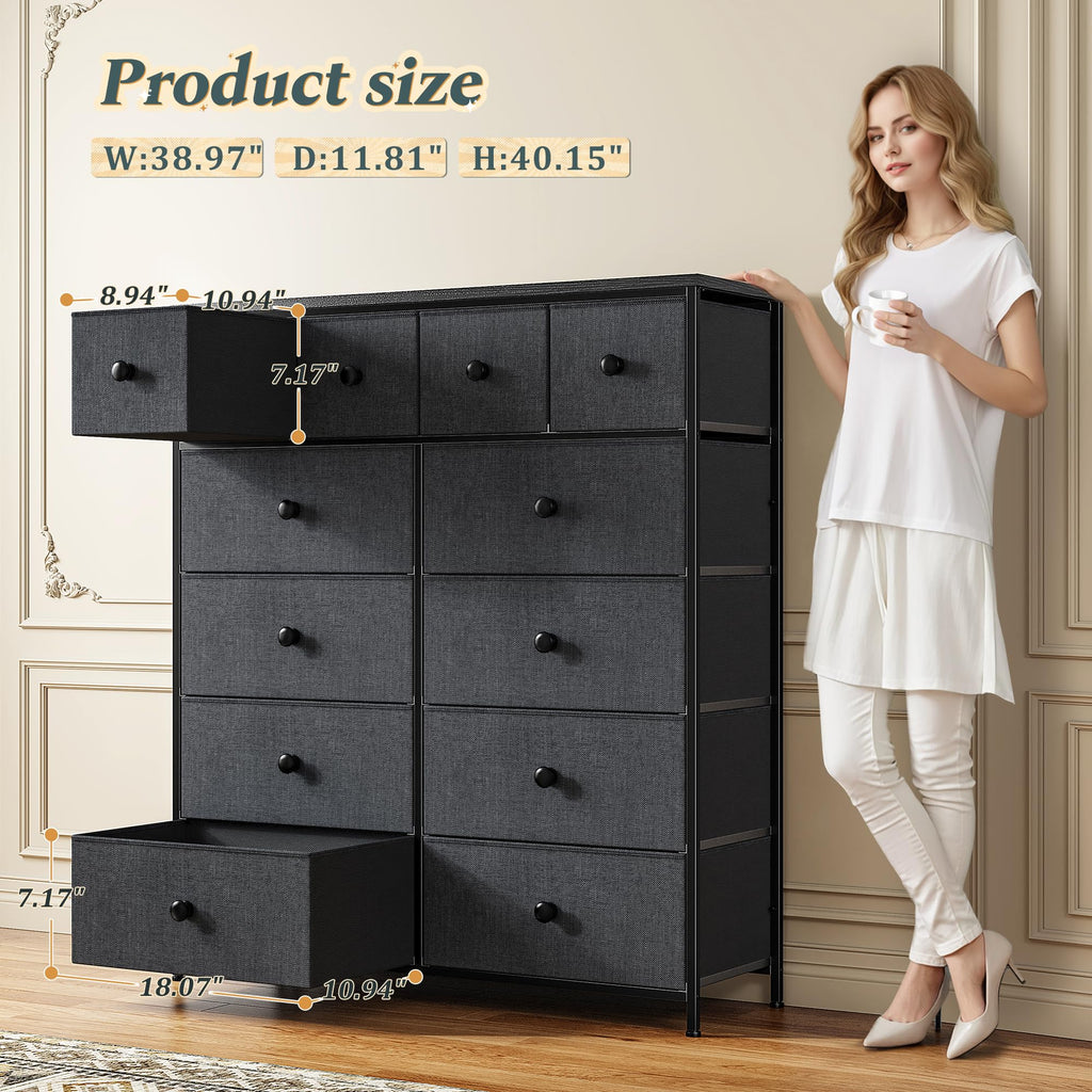 12 Drawer Dresser, Tall Vertical Storage Cabinet