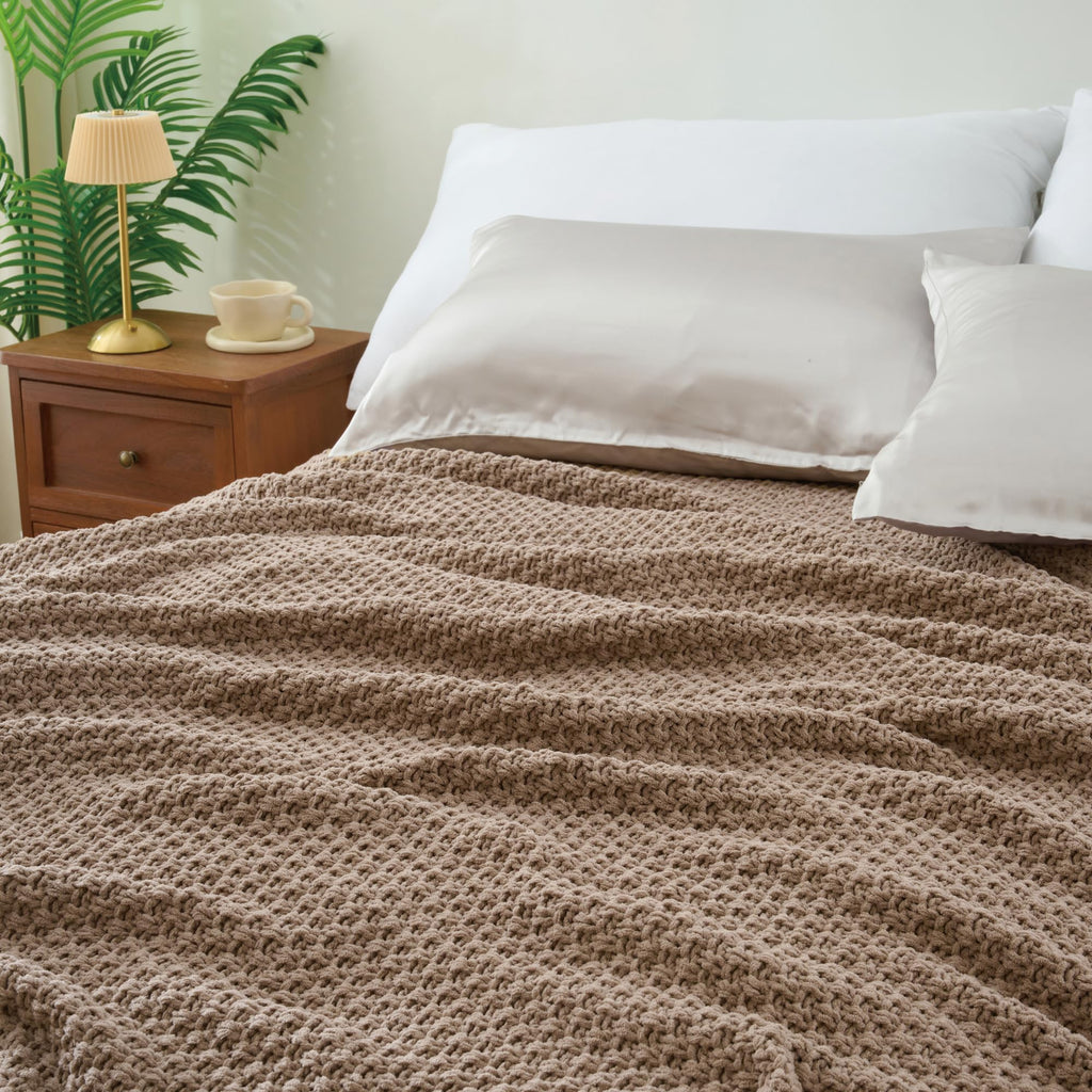 Chunky Chenille Knit Throw Blanket for Couch 50"x60"