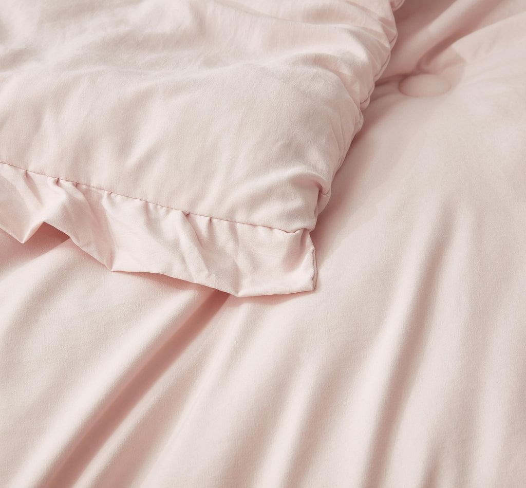 Nora Blush Ruffle Comforter Set, 3-Pieces