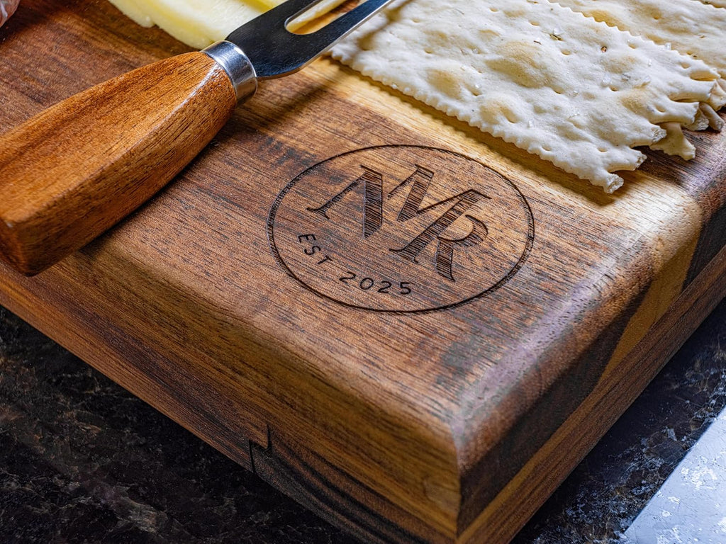 Premium Acacia Wood Charcuterie Board Set with Hidden Drawer, Cheese Board Gift Set, 2 Cheese Knives, Cheese Fork & 5