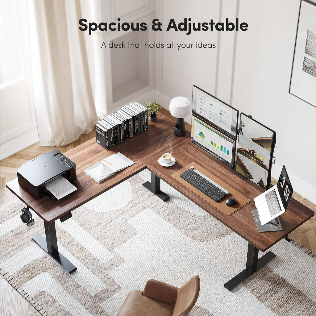 Reversible L Shaped Standing Desk - 63 x 55 Inch Electric Adjustable Height Corner Standing Desk, Ergonomic Sit Stand
