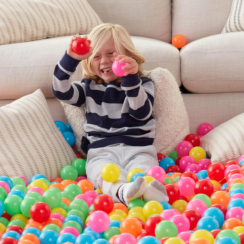 BPA Free Ball Pit Balls with Storage Bag, Crush-Proof Plastic for Toddlers Kids 12+ Months Play, Phthalate Free, 6
