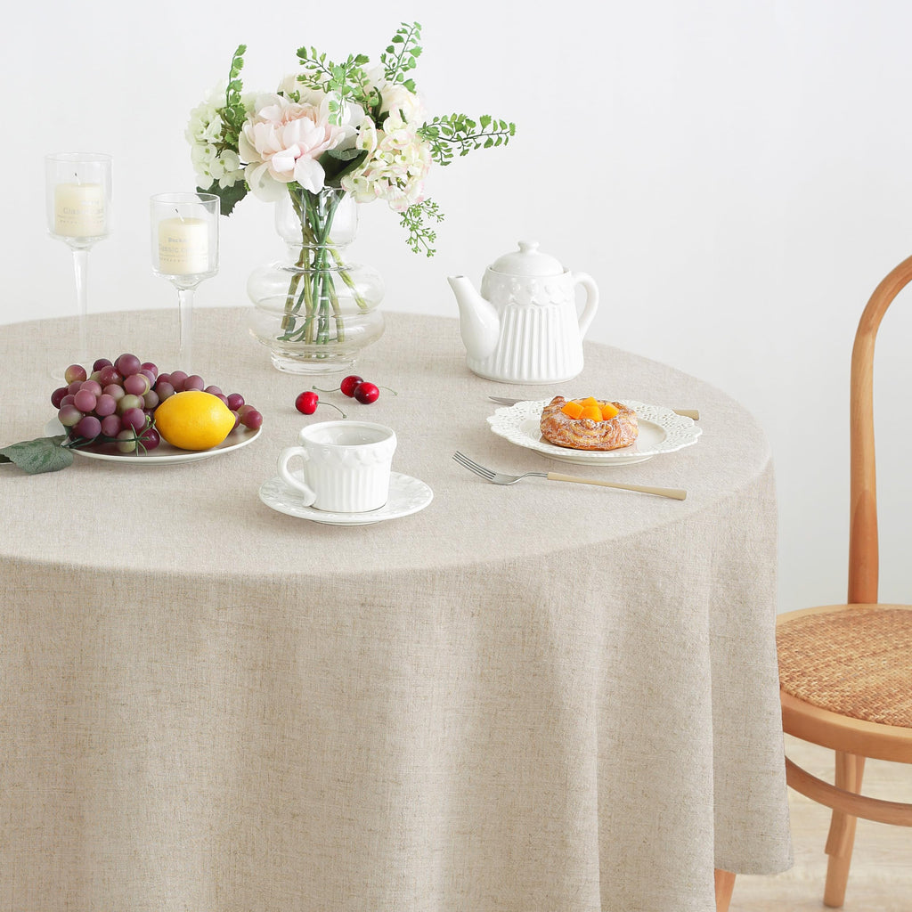 Linen World Round Linen Blend Tablecloth 90 Inch