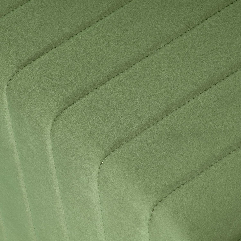 19" Modern Channel Tufted Velvet Ottoman - Green
