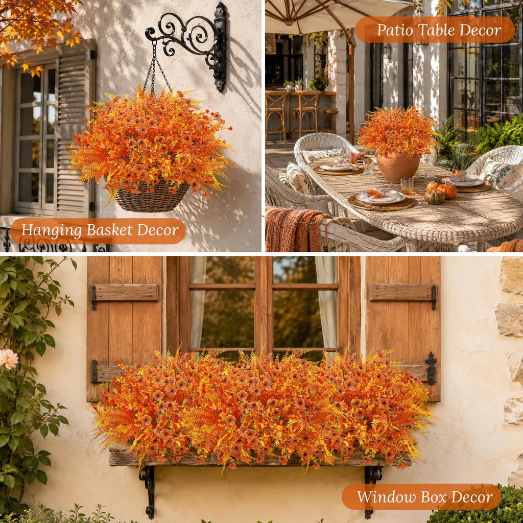 24Pcs Fall Flowers Fake Mums for Decoration Mixed Stems
