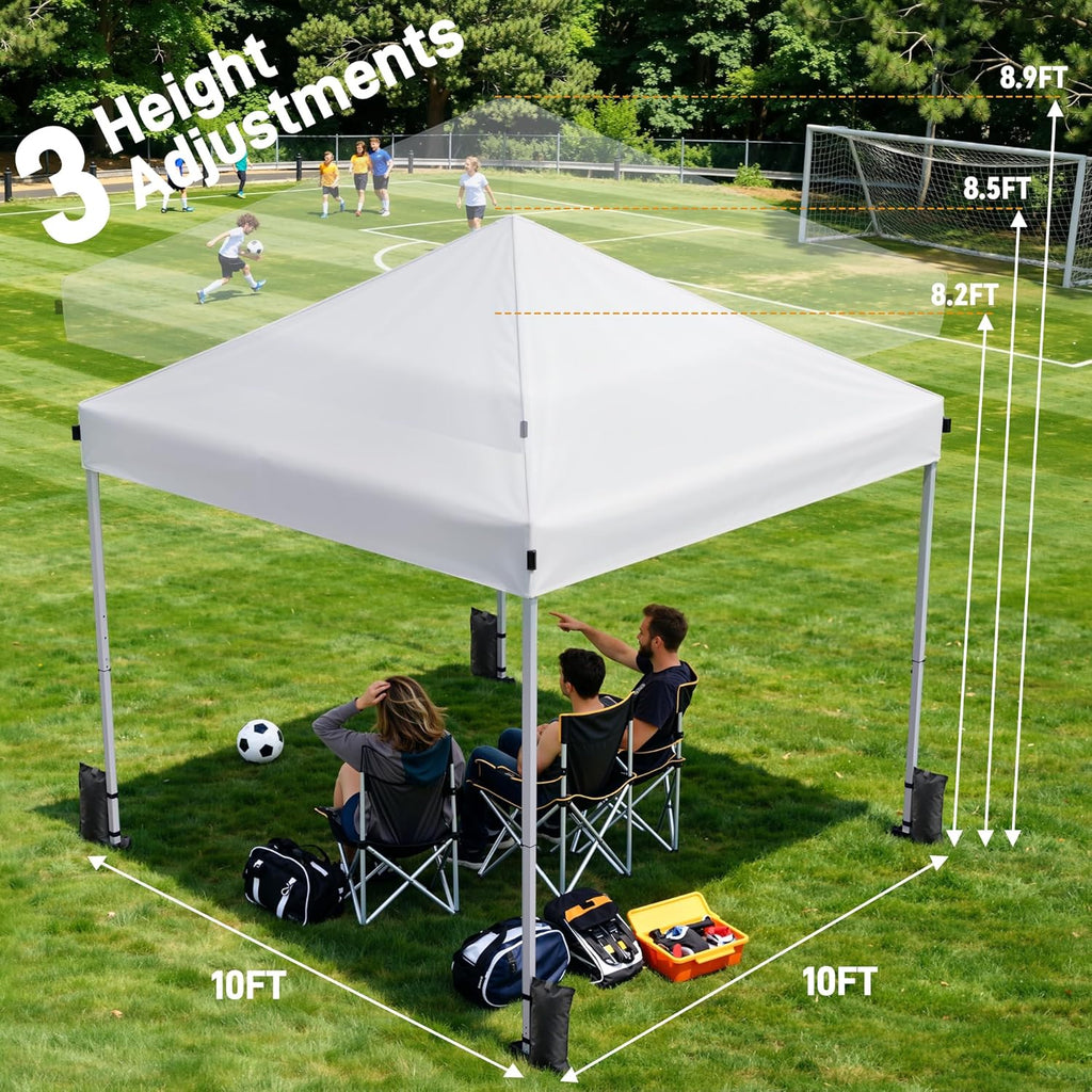 10x10 Pop Up Canopy, Portable Instant Canopy Tent with Carry Bag, 4 Sandbags and 8 Stakes Events, Parties & Camping