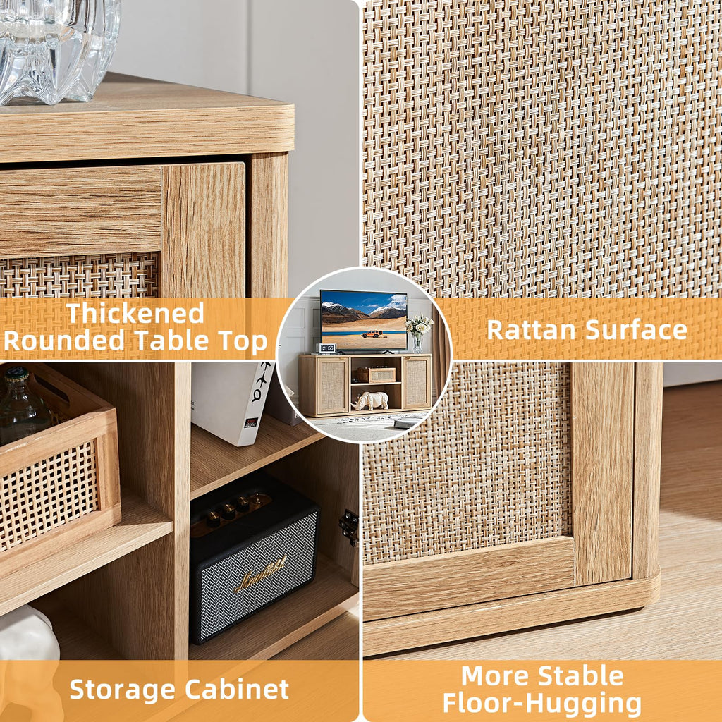 Rattan TV Stands, Natural Wood