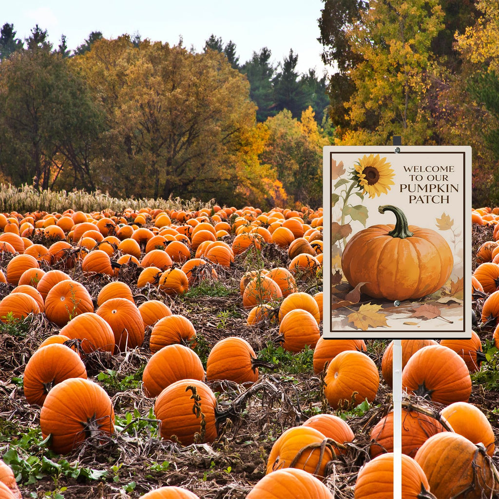 Welcome To Our Pumpkin Patch Yard Sign With Stake Fall Decor Reflective Aluminum Lawn Sign Stand Harvest Thanksgiving