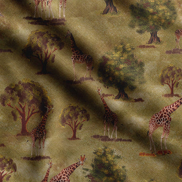 Animal Pattern - Yellow & Green - Polyester Velvet Fabric, 58" Wide Printed Plush Fabric by The Yard for Dresses