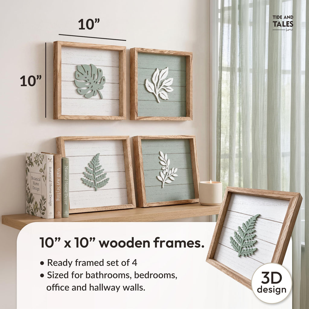 3D Sage Green Wall Art, Set of 4, Housewarming Gifts