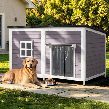 59" Extra Large Wooden Outdoor Dog House, Grey