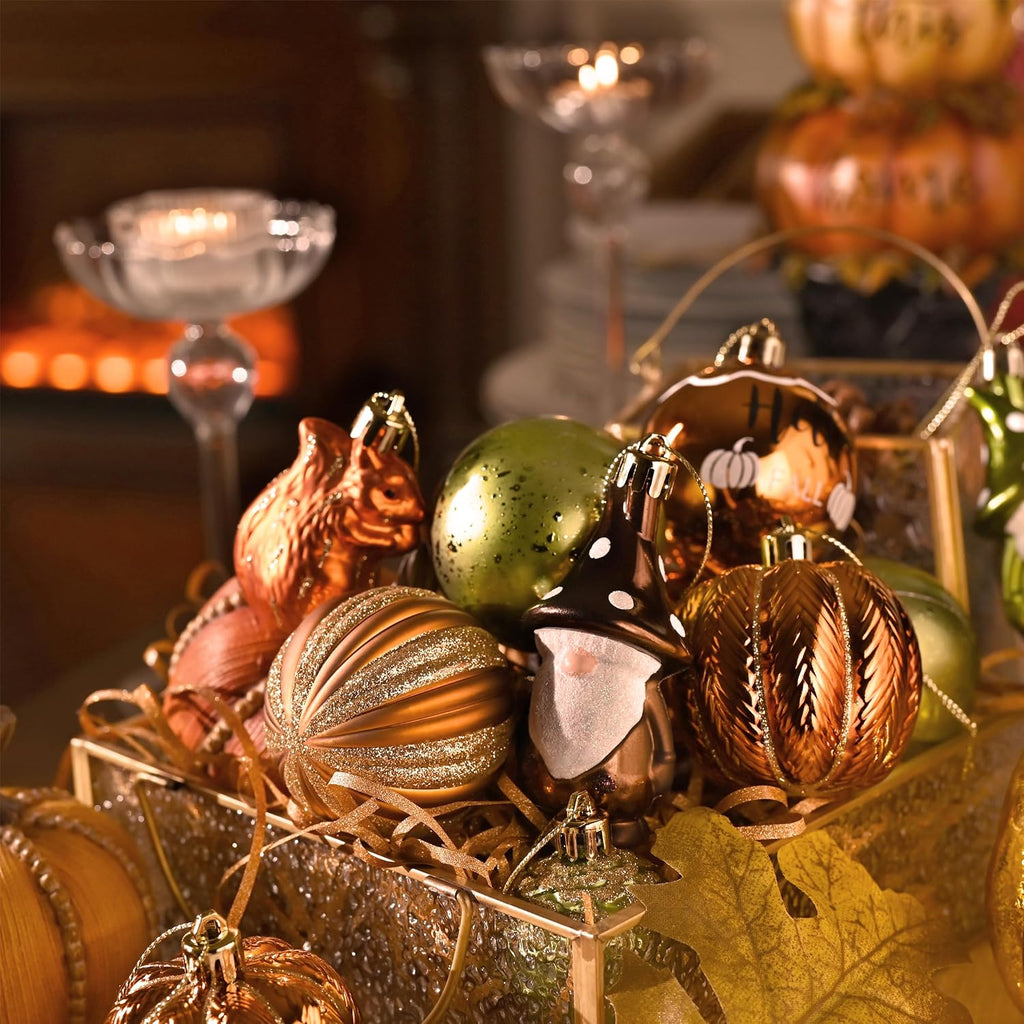 Fall Ornaments Shatterproof Tree Decorations - Set of 40