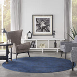 Home Nourison Essentials Midnight Blue 8' x Round Area Rug - Easy Clean, Non Shedding, Bed Room, Liv