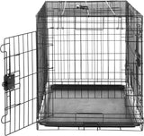 Portable, Easy to Assemble, Foldable Metal Wire Dog Crate with Removable Tray, Double Door, Divider Panel, Handle