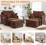 Modern Swivel Lounge Chair and Ottoman — Brown Chenille