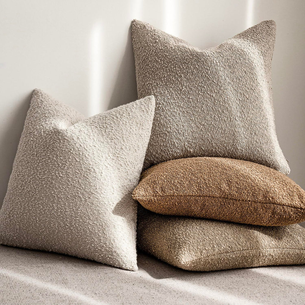 Decorative Textured Boucle Throw Pillow Cover 20x20 Inch, Oatmeal