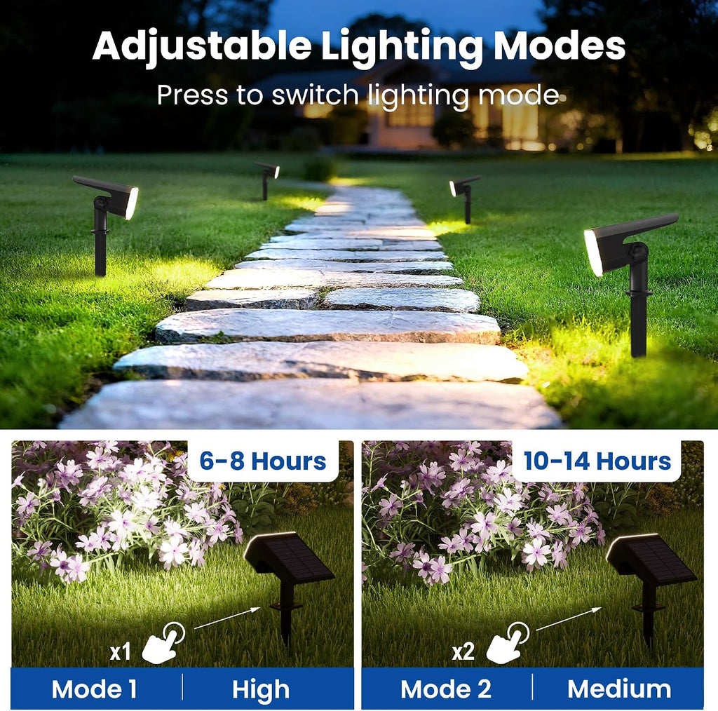 Solar Spot Lights Outdoor Waterproof,2 Pack,2 Lighting Modes Solar Spotlights, Solar Lights for Yard Garden Lawn