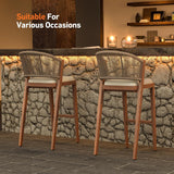 Modern Shade Chatham Outdoor Bar Stools Set of 2 with Rope Woven Backrest