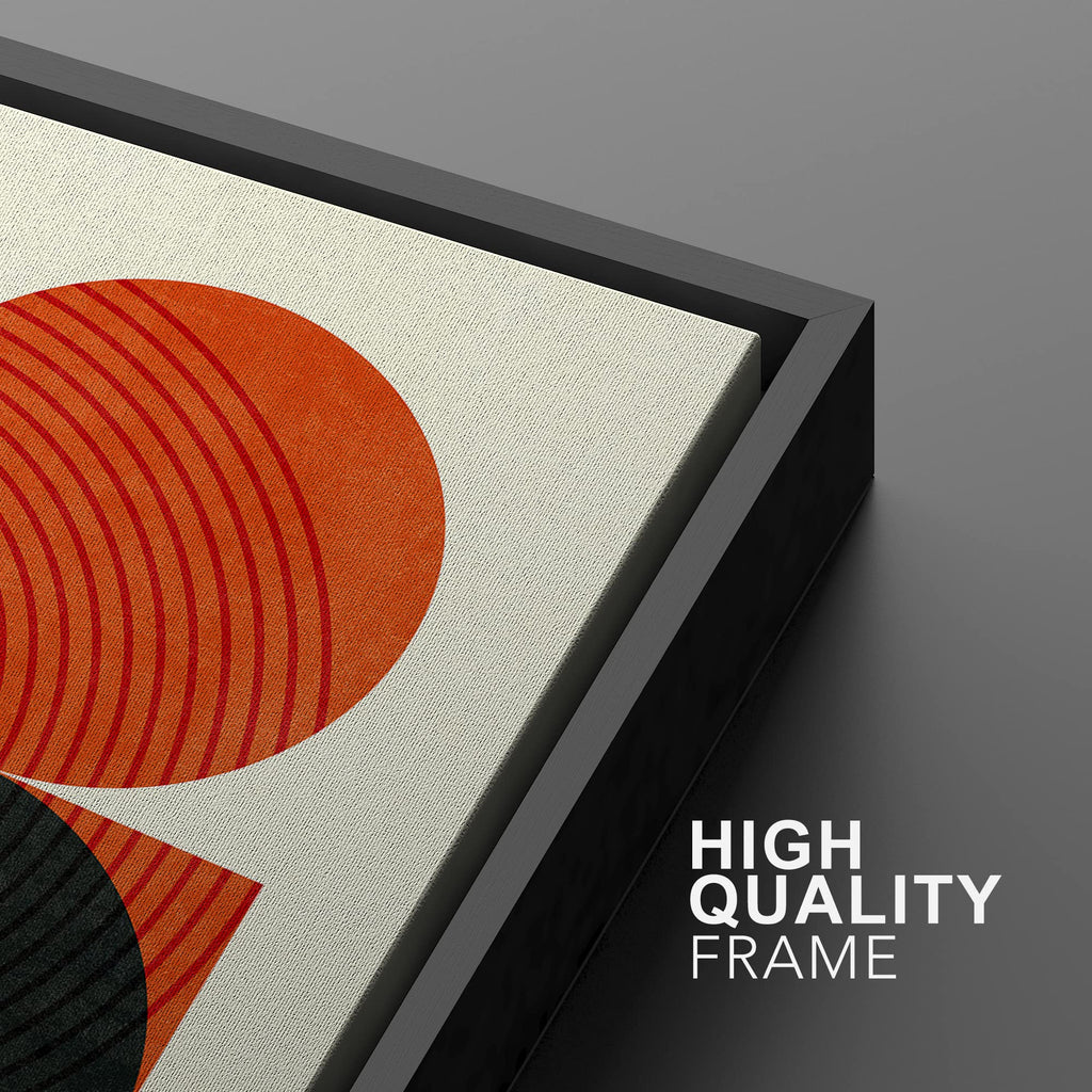 Framed Canvas Print Wall Art Colorful Geometric Circle Bauhaus Collage Abstract Shapes Illustrations Fine Art