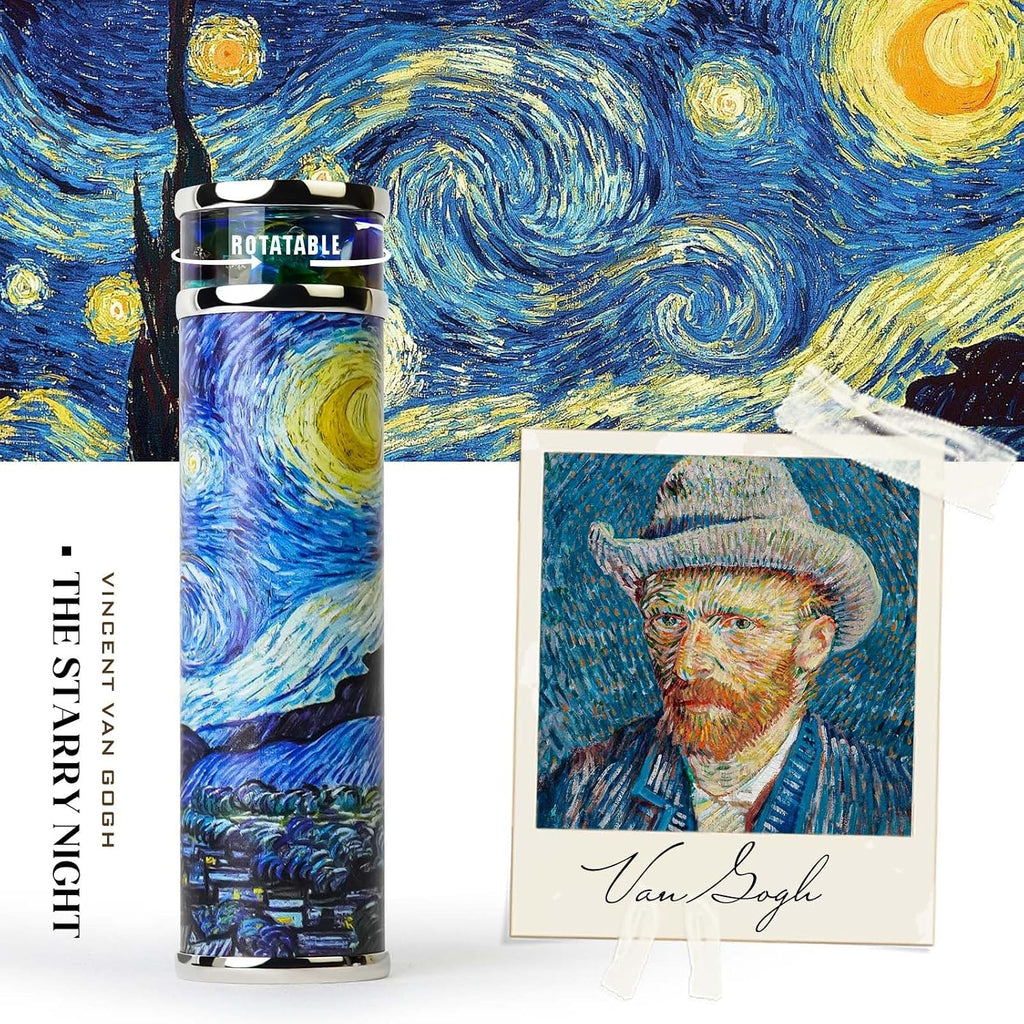 The Starry Night Kaleidoscope,5.5" Handmade Rotatable Oil-Filled Core Box Full Visual Kaleidoscope Kit,Vintage Gift