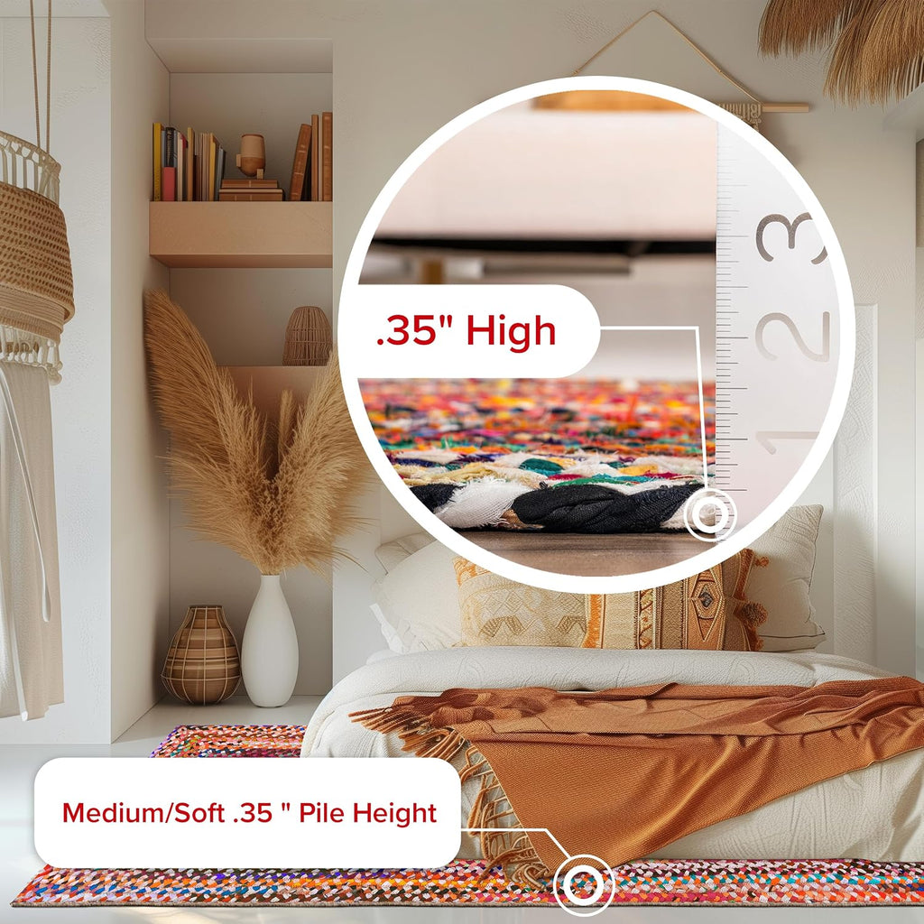 Tammara Multicolor Ombre Braided Area Rug, Oval 5' x 8' | Tammara Ombre Oval 5' x 8' Area Rug Bedroom Dining Room