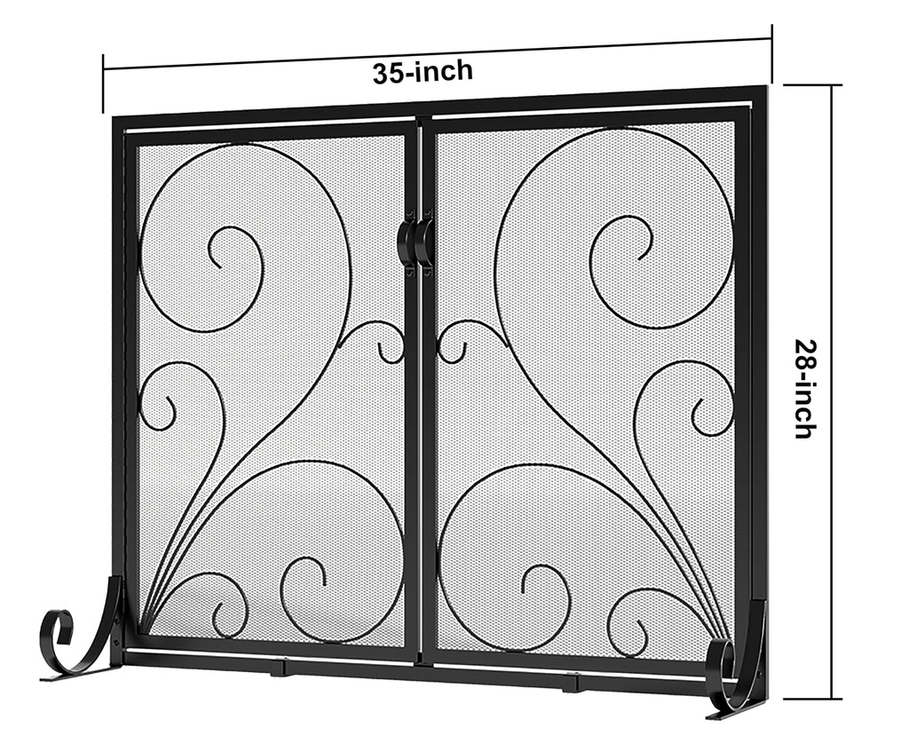 Fireplace Screen Steel Mesh Door Spark Guard(35" L x 28" H)