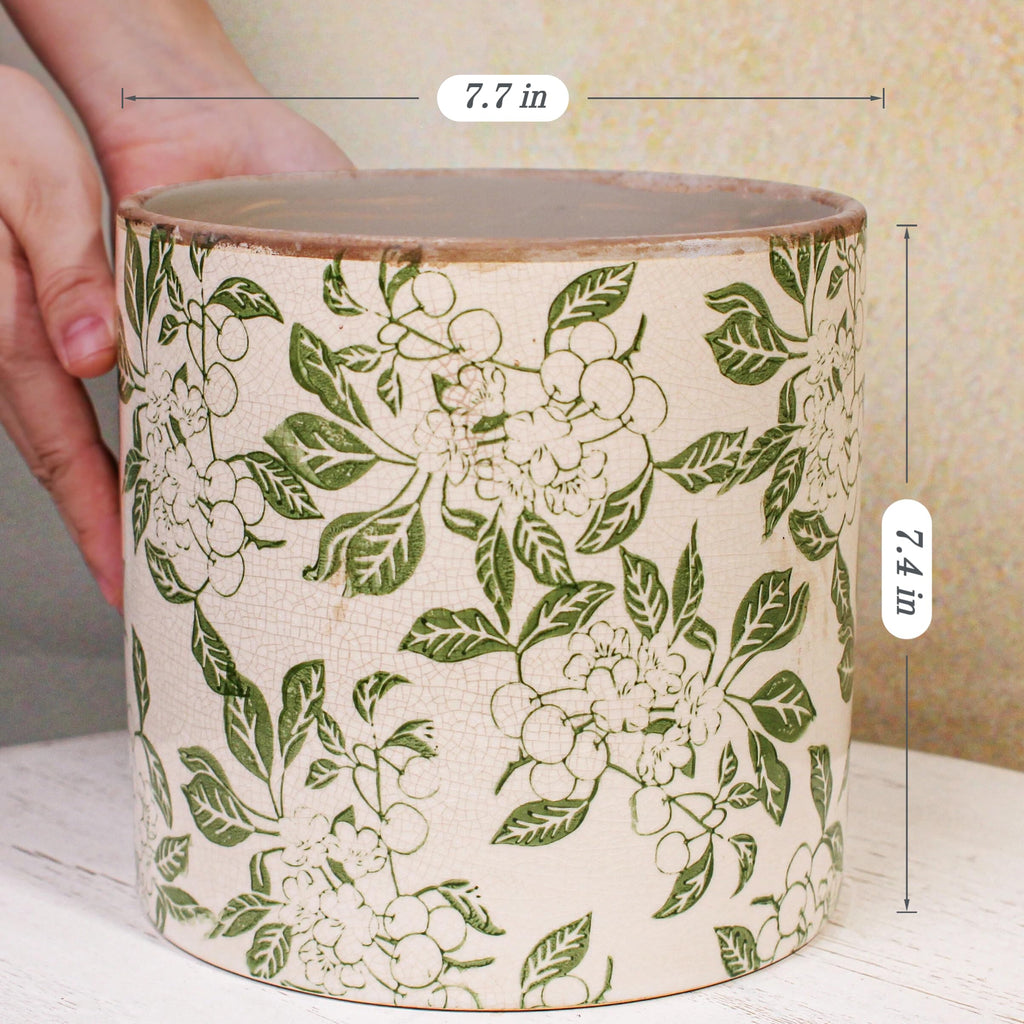 7.7 Inch Large French Farmhouse Ceramic Planter, Indoor Outdoor Home Decor