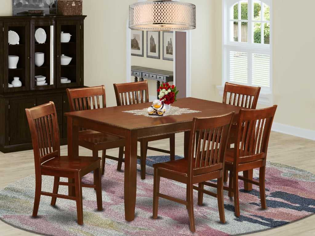 West Furniture 7 Piece Dining Set Consist of a Rectangle Solid Wood Table and 6 Kitchen Room Chairs