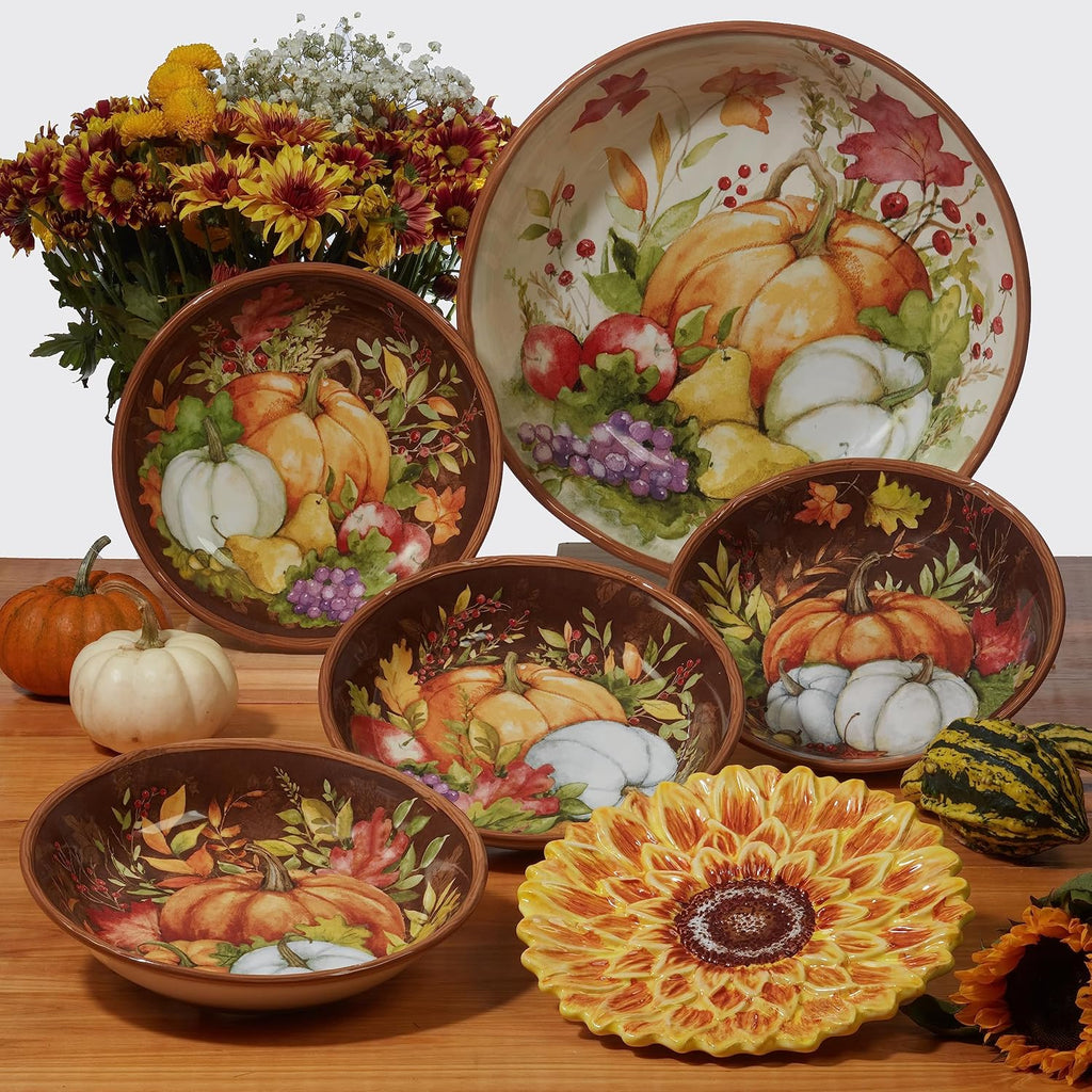 Harvest Blessings Ceramic Oval Turkey Platter - The perfect showpiece for Thanksgiving, this festive platter