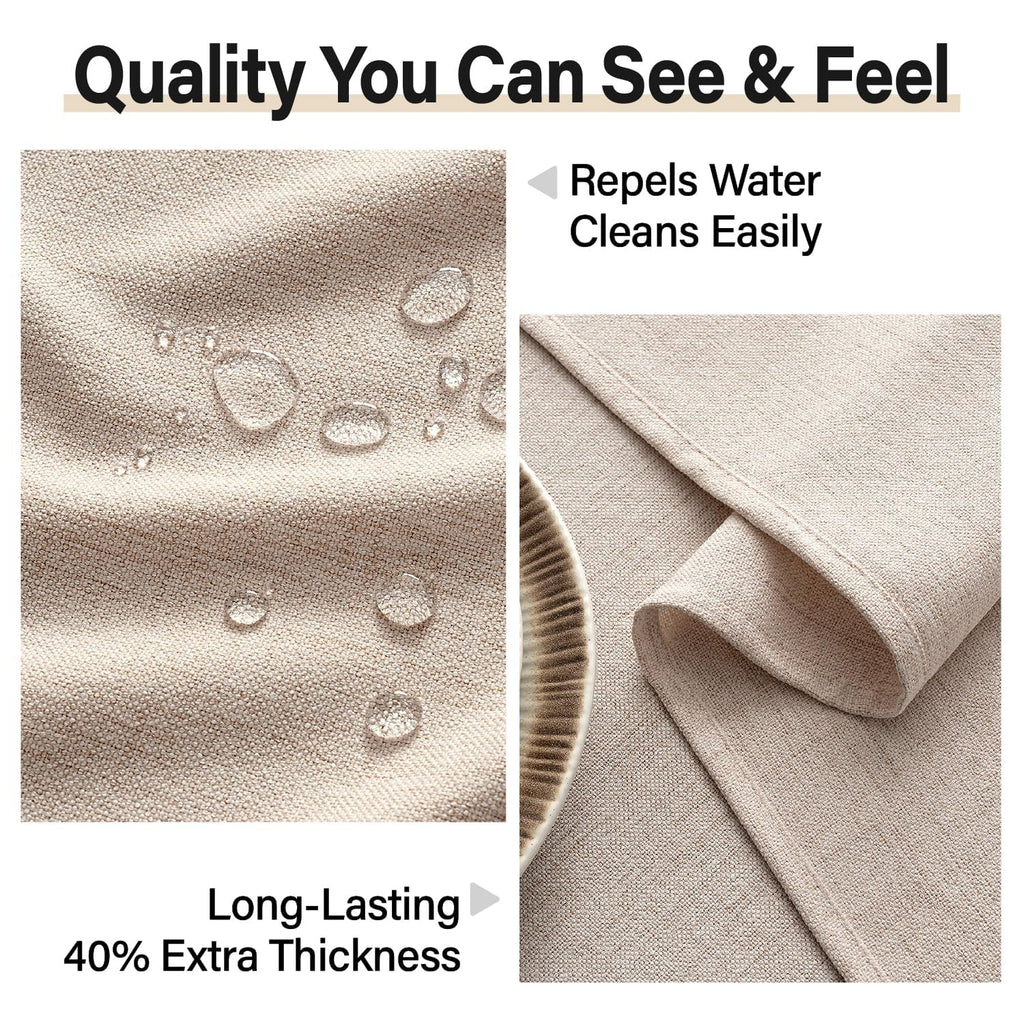 Linen Textured 70 Inch Round Tablecloth Natural Beige