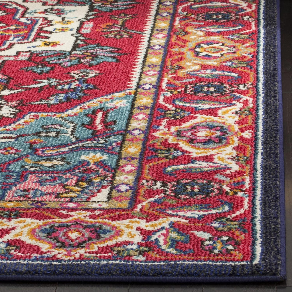 Monaco Collection Accent Rug - 3' x 5', Red & Turquoise, Boho Oriental Medallion Design, Non-Shedding & Easy Care