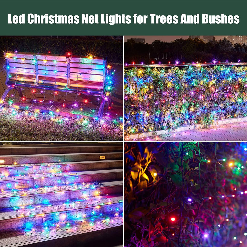 Led Christmas Net Lights Outdoor Christmas Decorations 120Led 6Ftx4Ft UL Certified Connectable Waterptoof Mesh Net