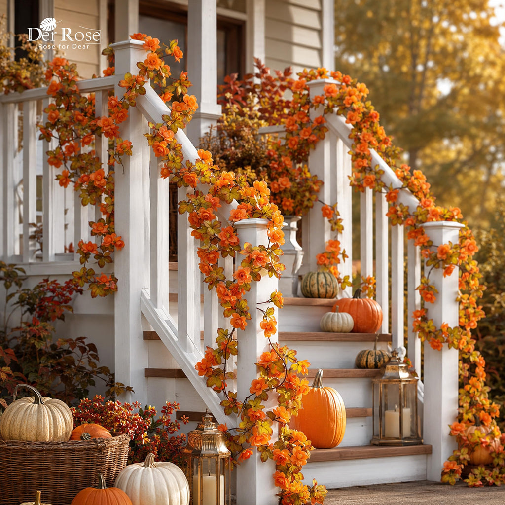 8Pcs Fall Garland, 8.2FT Artificial Flower Vines for Fall Decor