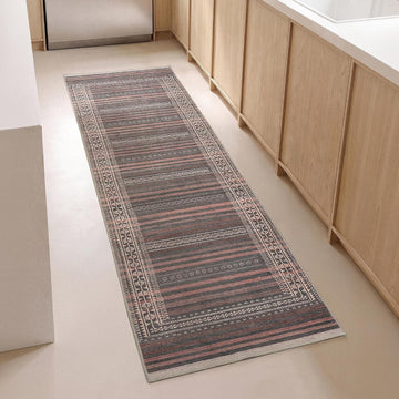 Vibe Stripe Rust Red & Clay Accent Rug - Persian-inspired design
