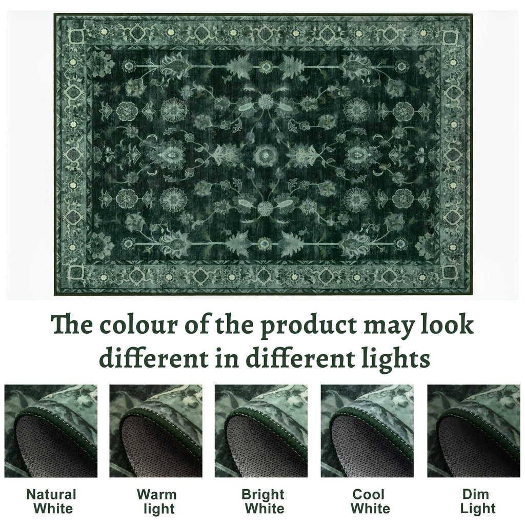 Washable 2.6x8 Runner Hallway Rug Non Slip, Dark Green Runner Rug