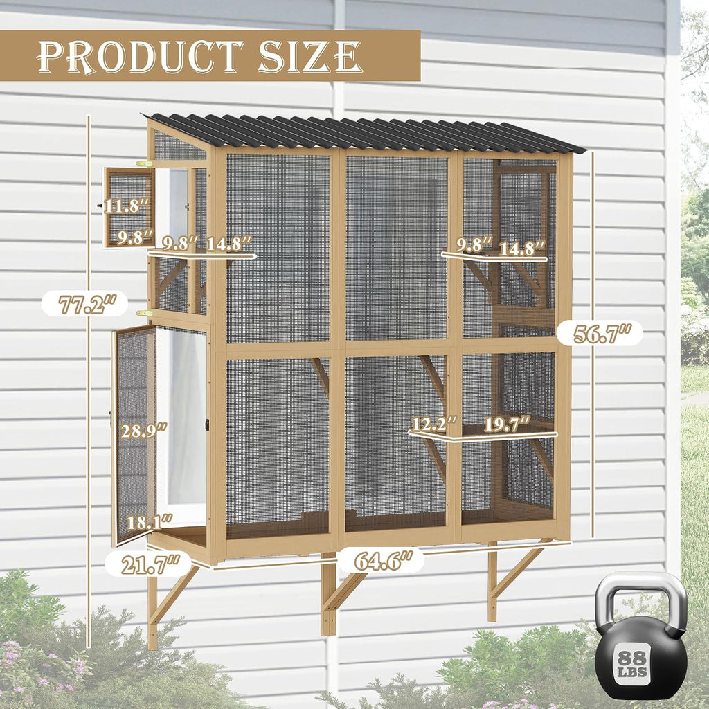 Catio Large Cat Window Box Enclosure, Wooden, Natural