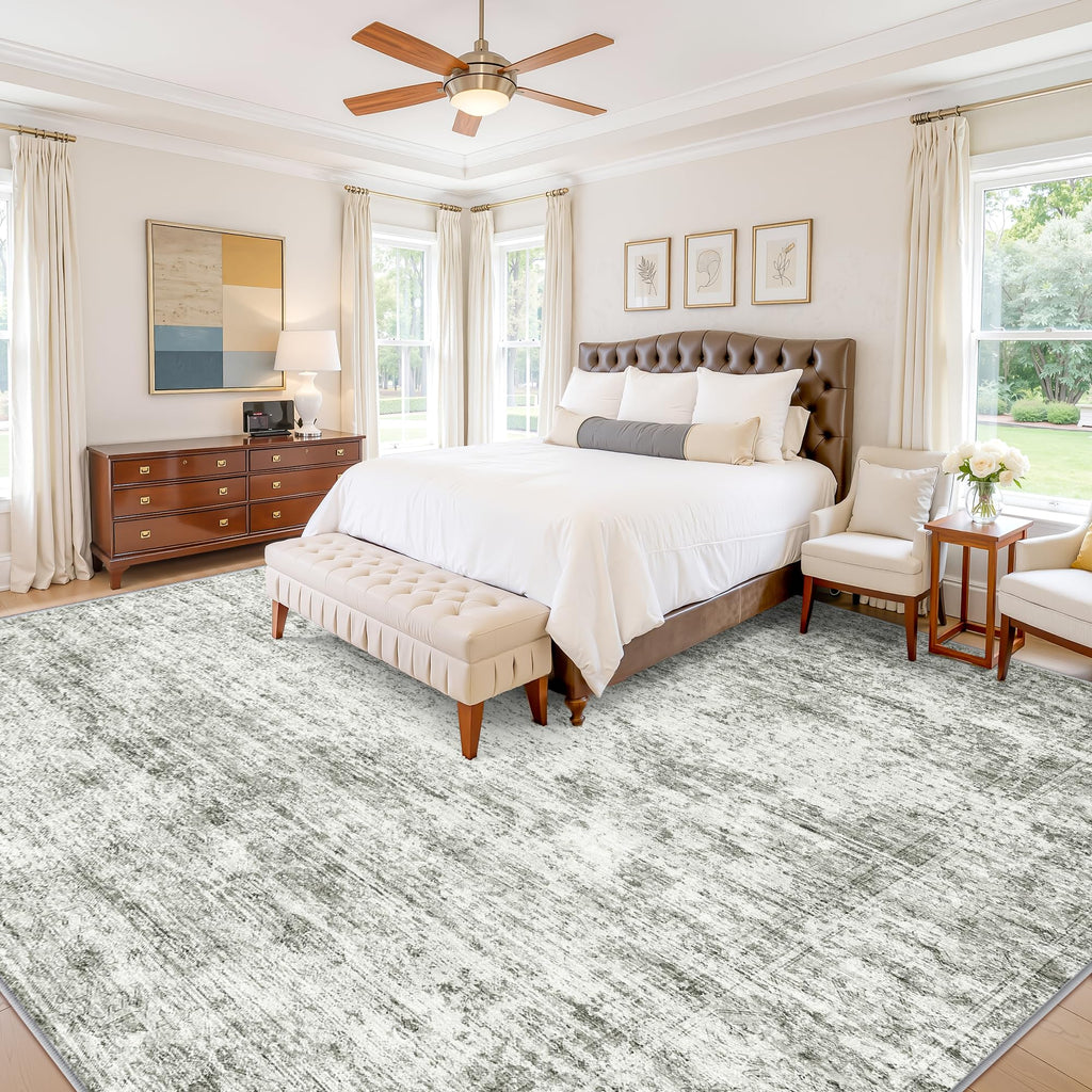 Retro Vintage Area Rug, Non-Slip Carpet, Gray