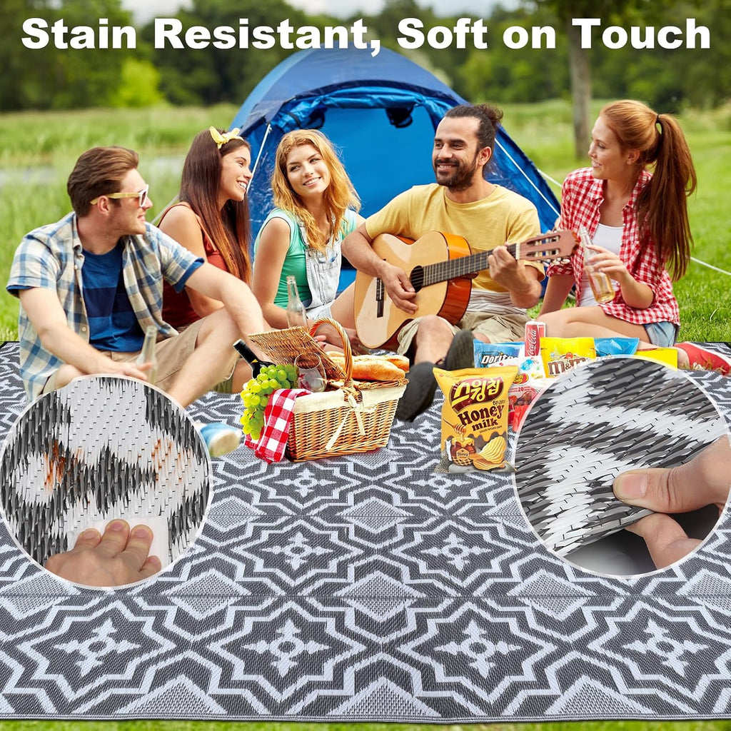 Outdoor Rug for Deck Waterproof,Outdoor Plastic Straw Camping Rug Reversible Mat for,Porch, Balcony Rv Camping