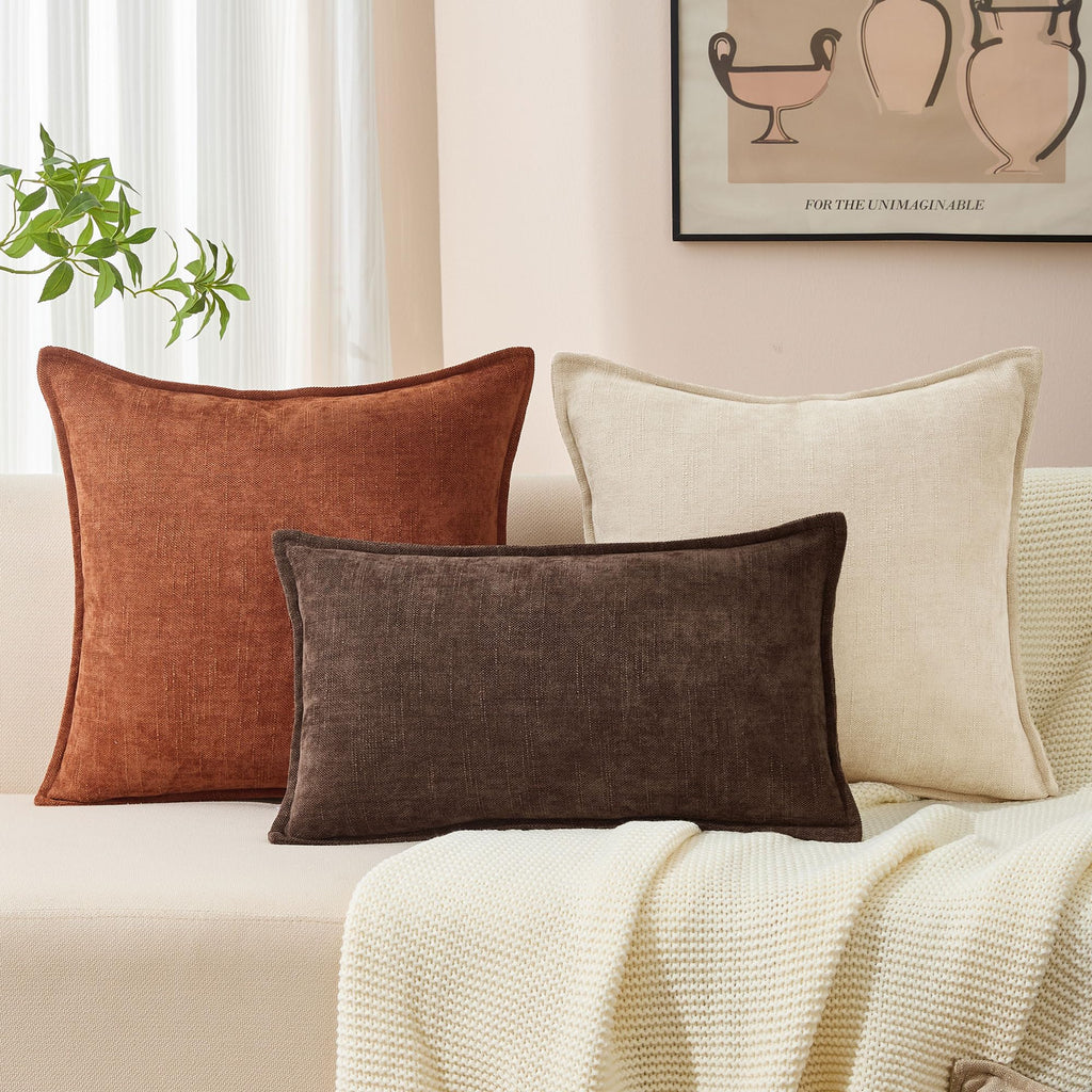 Throw Pillow Covers 20x20 Brown Chenille Solid Home DecorSY014B20