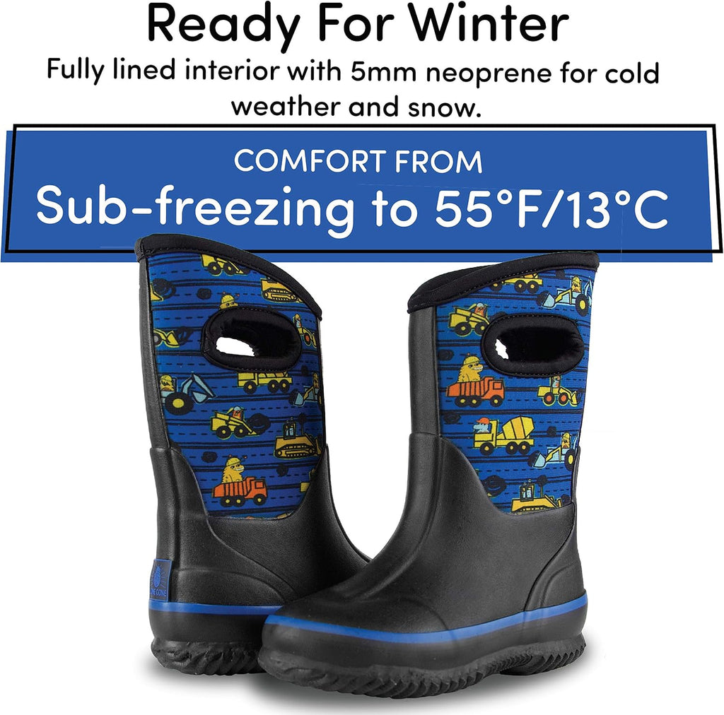 Insulating Kids Muck Boots with Pull-On Design for Boys and Girls