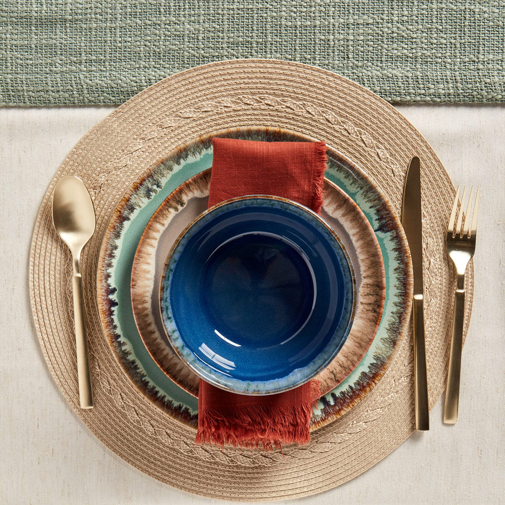 Gallery Tuscan Collection Reactive Glaze 12 Piece Stoneware Dinnerware Set Dining Kitchen Tableware Plates Bowls