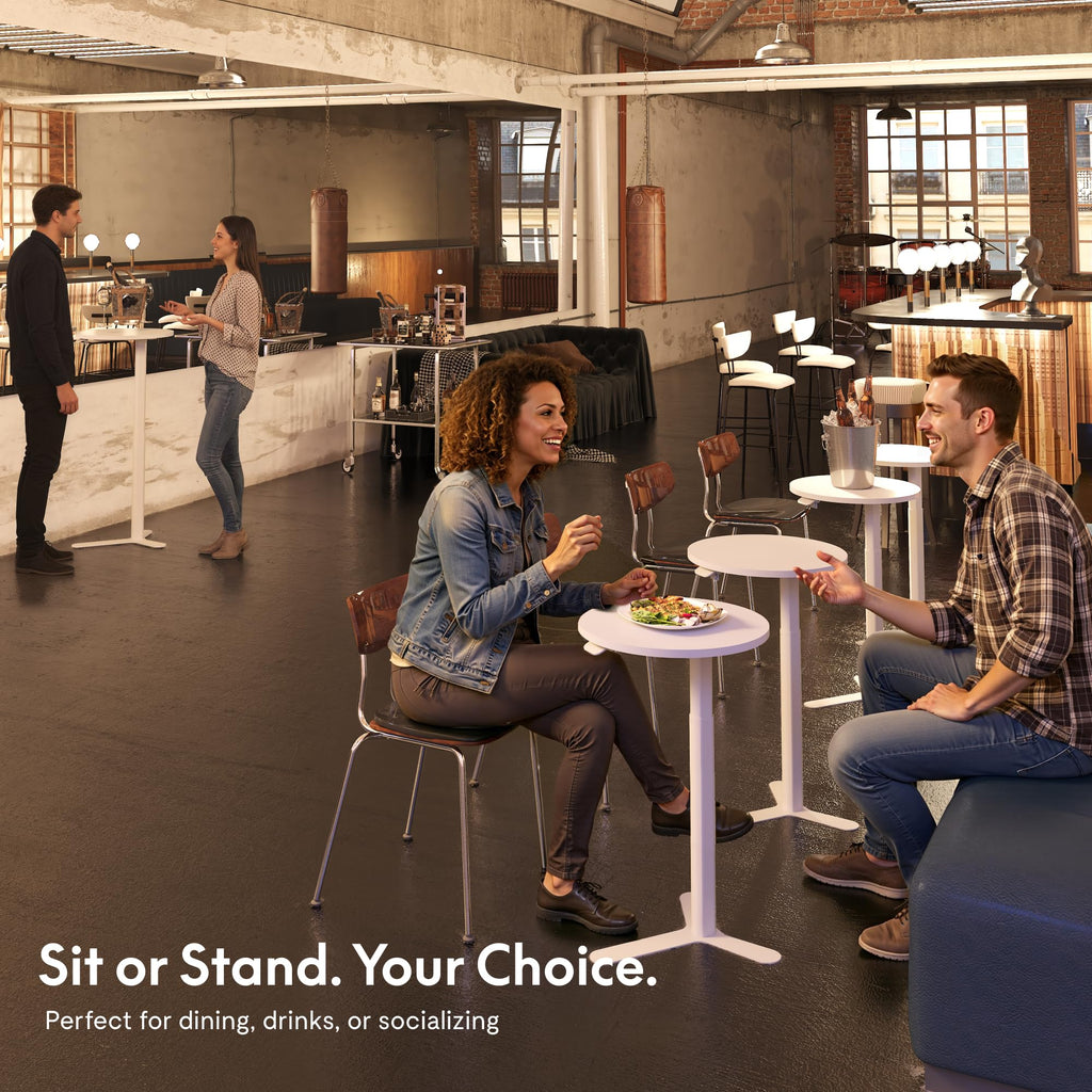 Gas Spring Lift Sit-to-Stand Table, 20" Round Bar Table