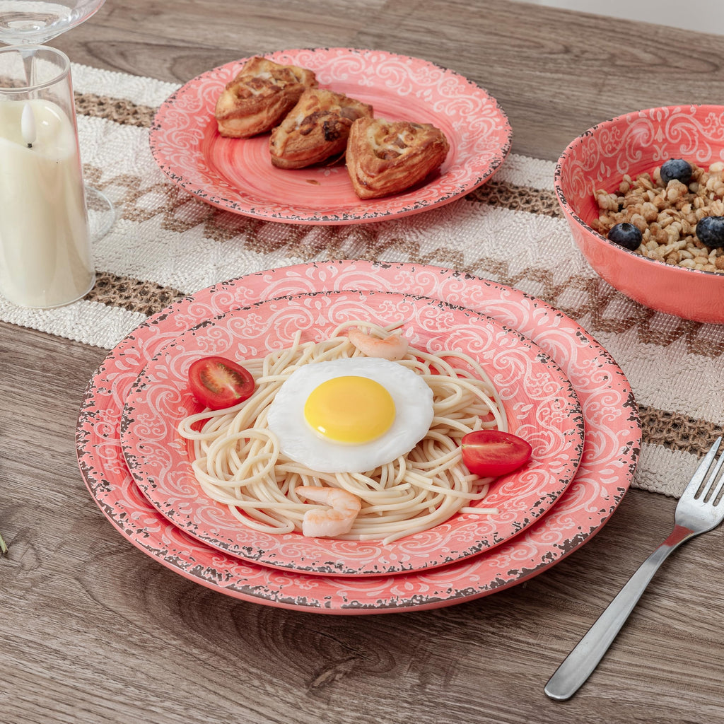 Farmhouse Rustic Melamine Dinnerware Set, 12 piece Service for 4