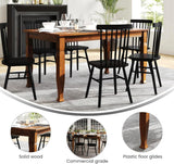 Milford 60" Solid Wood Dining Table, 3 Inch Offset Paneled Apron, 3" Turned Decorative Legs, Water Resistant Finish