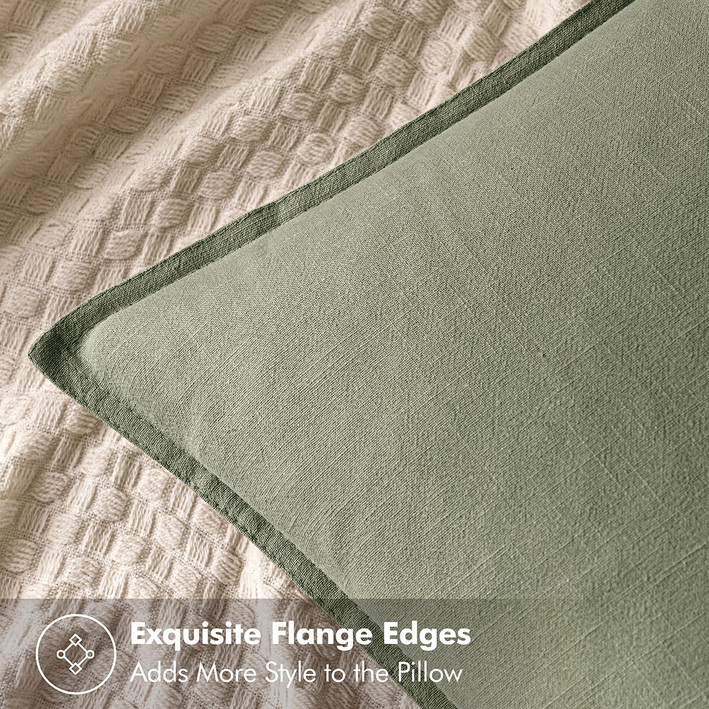 Decorative Linen Pillow Covers 20x20 Inch Sage Green