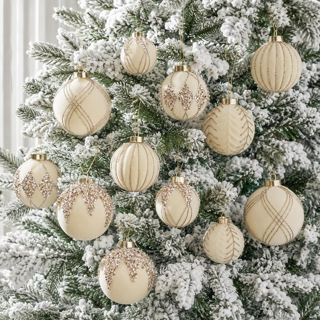 3.15IN Velvet Ornaments for Christmas Tree, 12pcs Flocked Ornaments Balls