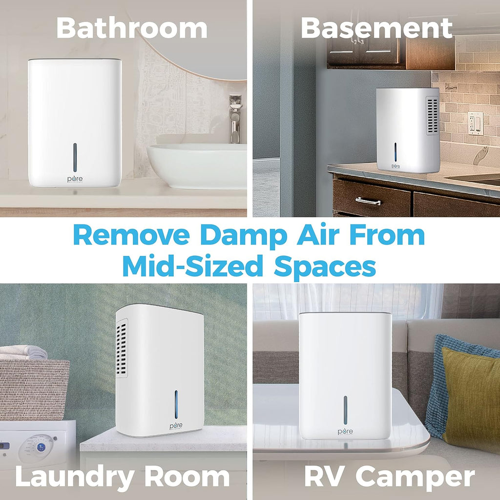 PureDry Deluxe Dehumidifier - Mid-Sized 1.5L Water Tank Eliminates 500ml/day in Excess Moisture from Closets