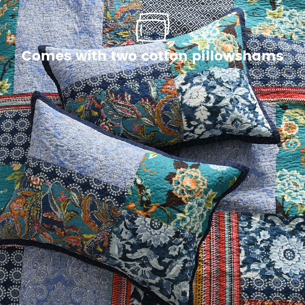 California King Quilt Size - 100% Cotton Oversized California Comforter Set Bedding Sets (120 * 110 Inch) with 2