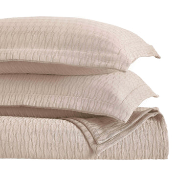 3 Piece Cotton Bedspread Set, Home Bed Decor, Decorative Bed Spread, 2 Pillow Shams, Medium Weight Blanket, Matelasse