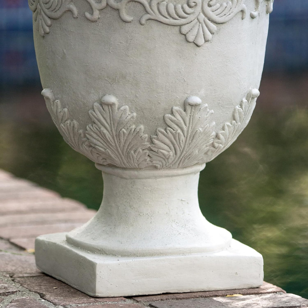 20" Italian Style Urn Planter with Drainage for Outdoor - Antique White | Lightweight MGO urn planter 20"tall Italian